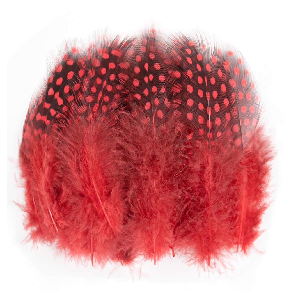 50pcs 3-6 Inches Red Colorful Spotted Feathers for Craft Jewelry and Clothing Decoration and Dream Catcher