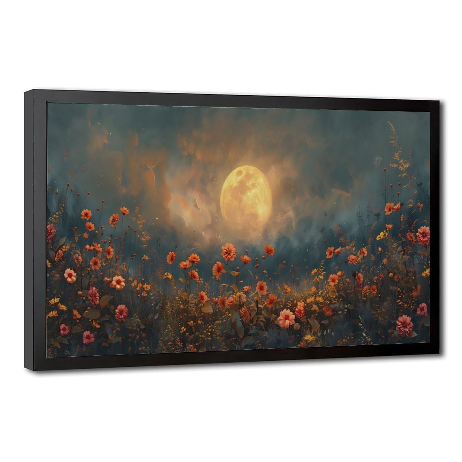 Bareronor Moonlit Wildflower Poster Canvas Poster Bedroom Decor Landscape Office Room Decor Gift 20" L X 30" W
