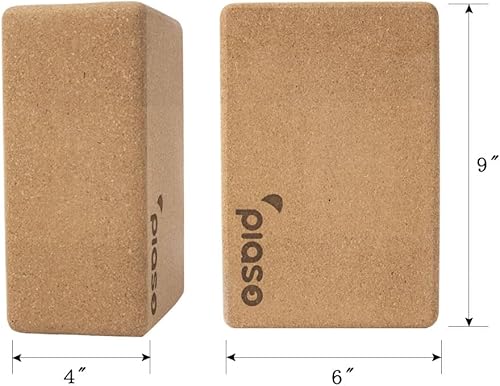 Miniatura 5 de Bloques de corcho para yoga, paquete de 2 unidades para pilates, bloques antideslizantes y de alta densidad para meditación, fitness y estiramiento,