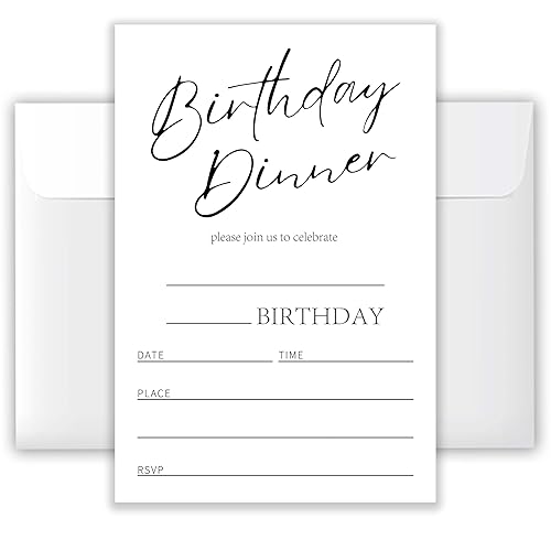 4x6 ‘Birthday Dinner’ Invitations (20 Cards + 20 Envelopes) -