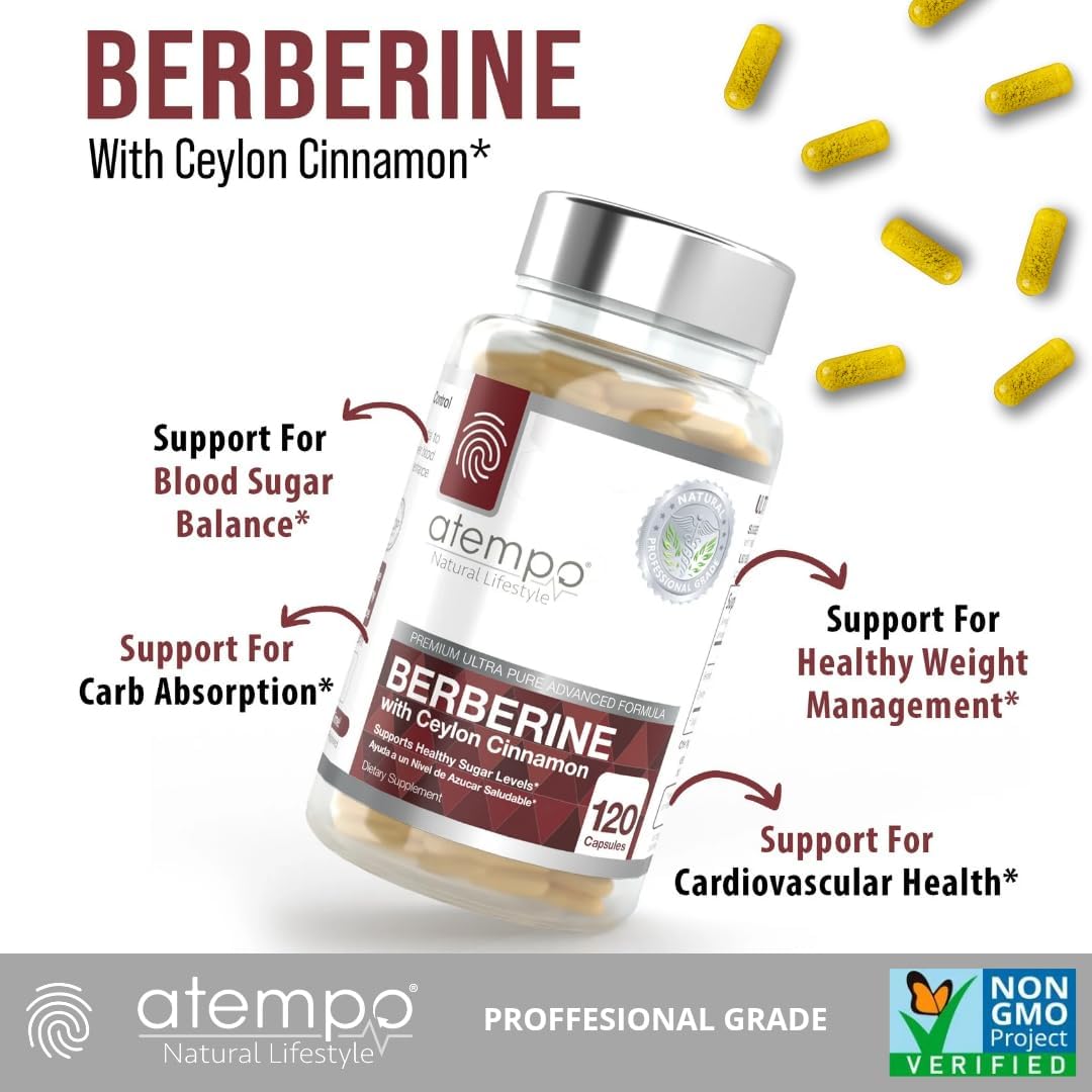 Berberine Supplement with Ceylon Cinnamon HCL 1500mg, Natural Berberine Extract for Metabolic Support & Overall Wellness – 120 Capsules - Image 3