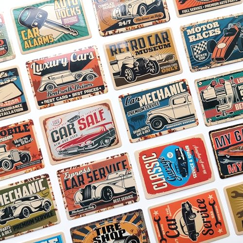 Image of 50Pcs Retro Car Decals Old Car Commercial Panel Auto Advertising Hard Hat Vintage Mechanic Stickers Pack