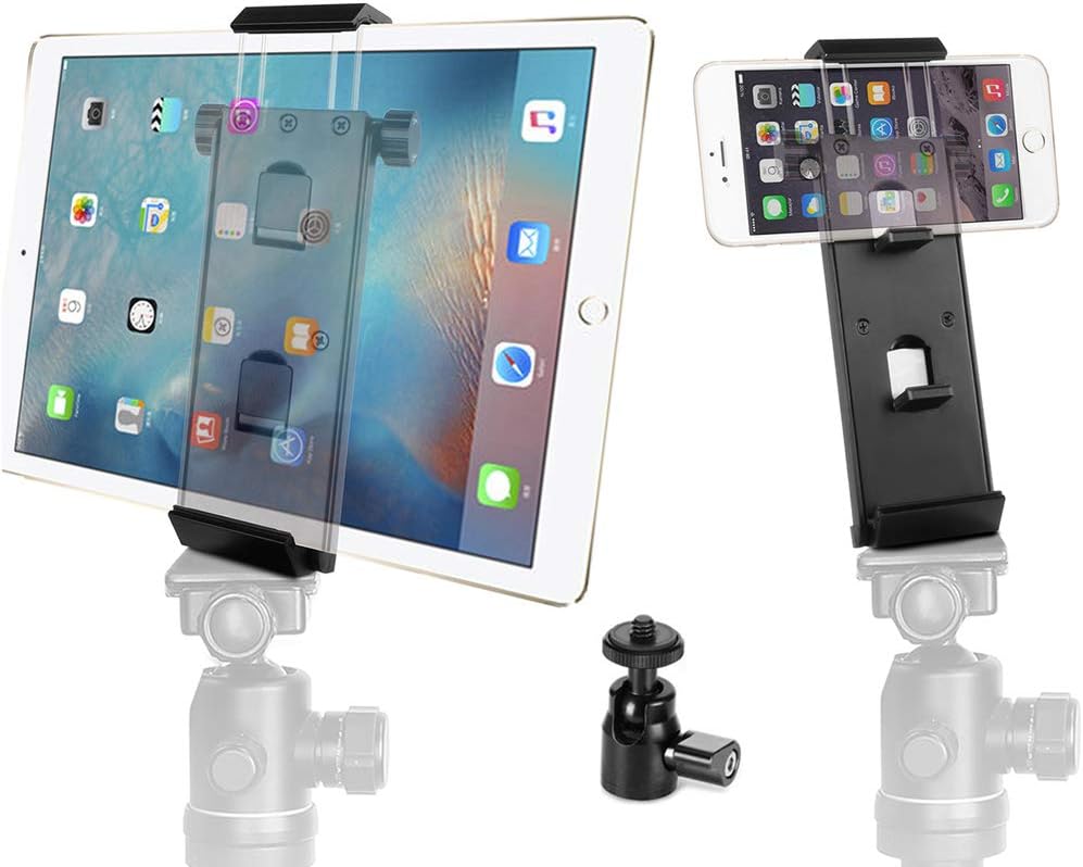 Vikdio Phone Tripod Adapter for iPad Pro | Multi-Angle Aluminum Tablet Stand Holder Fits 3.5-12.9 Inch Phones, iPad Air/Mini, MS Surface, Tablets