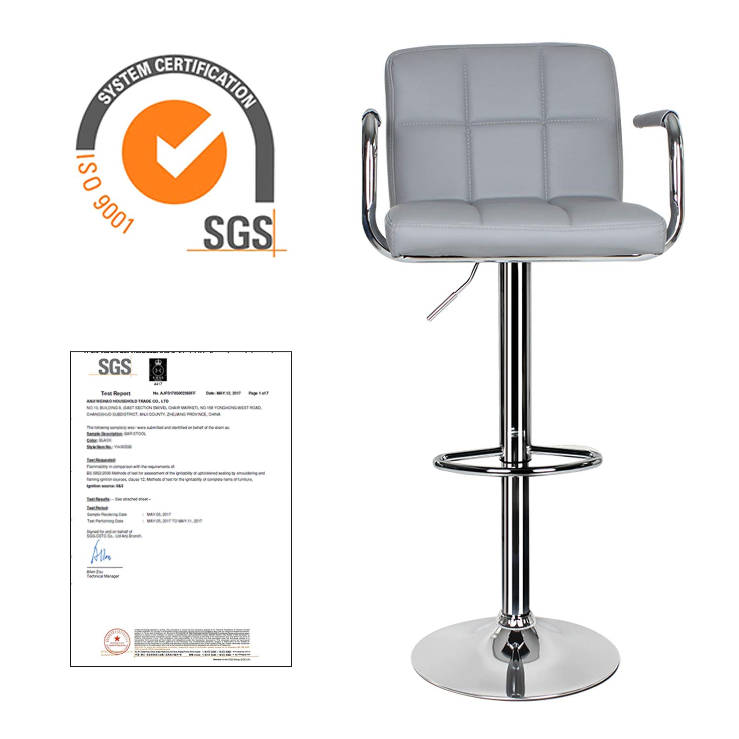 Buy 2 pcs Bar Stool,Leather Kitchen Bar Stool Swivel Gas Lift Breakfast