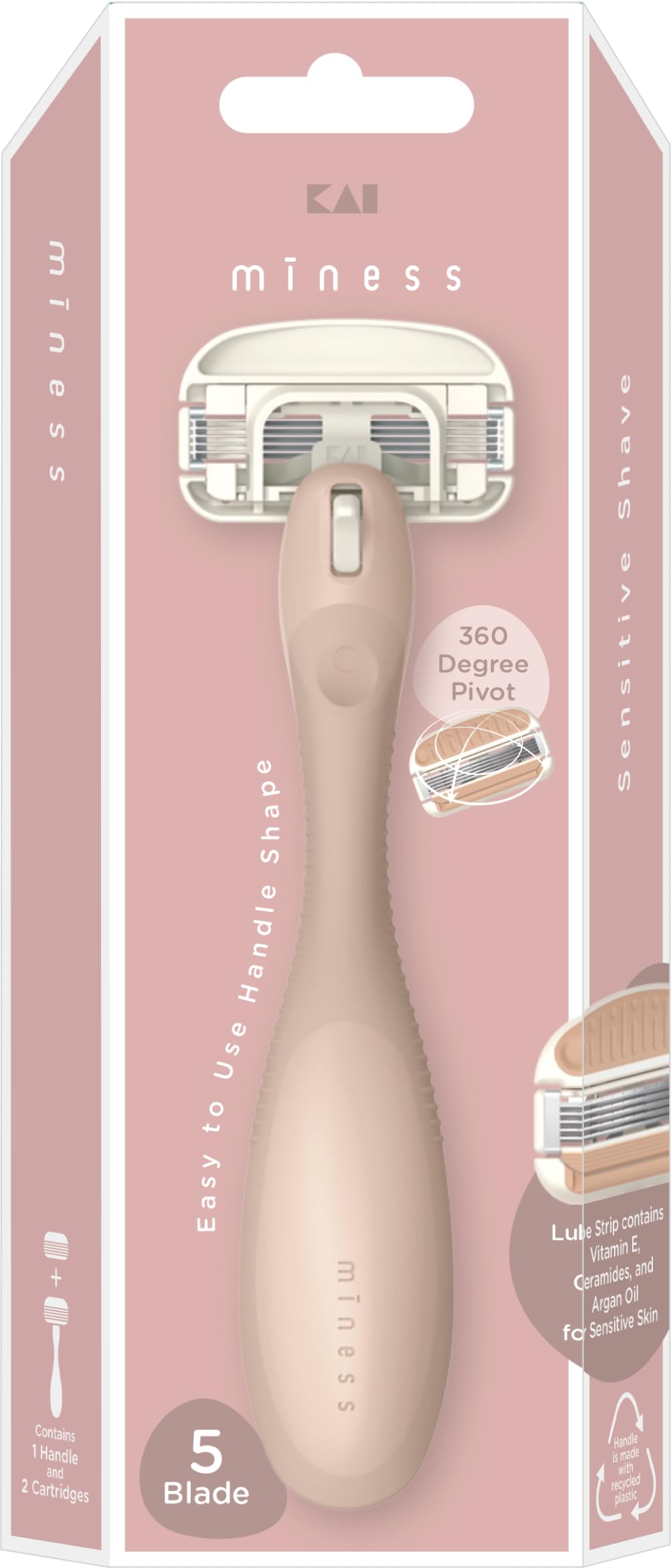 Kai Miness System Body Razor, Gentle Beauty Groomer for Hair Removal, Ideal for Sensitive Skin, Japanese Steel Removes Body Hair Systems Razor