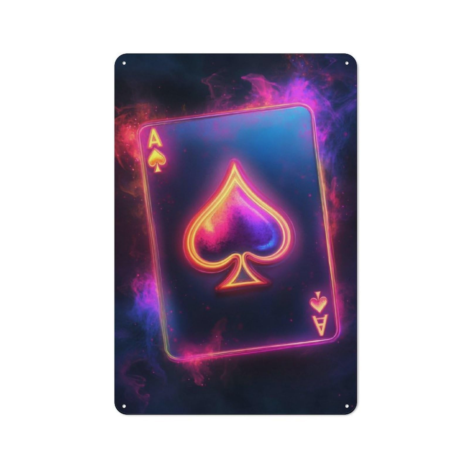 Junmoney Ace Of Spades Neon Metal Gift Sign 30X20cm, Retro Home Wall Decor For Home, Shop, Pub Or Studio Wall