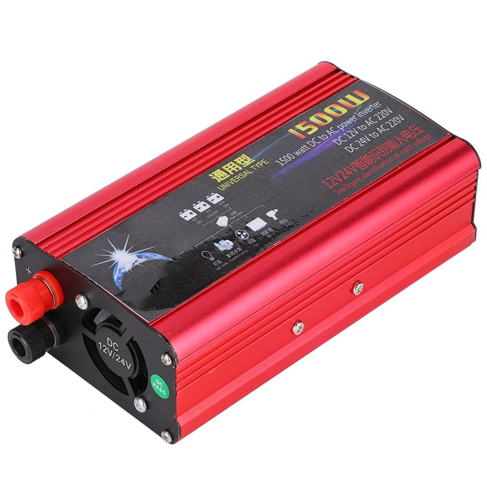 Falownik, Falownik Samochodowy 1500 W, Konwerter Ładowarki USB, Zmodyfikowana Fala Sinusoidalna, DC 12 V/24 V AC 220 V