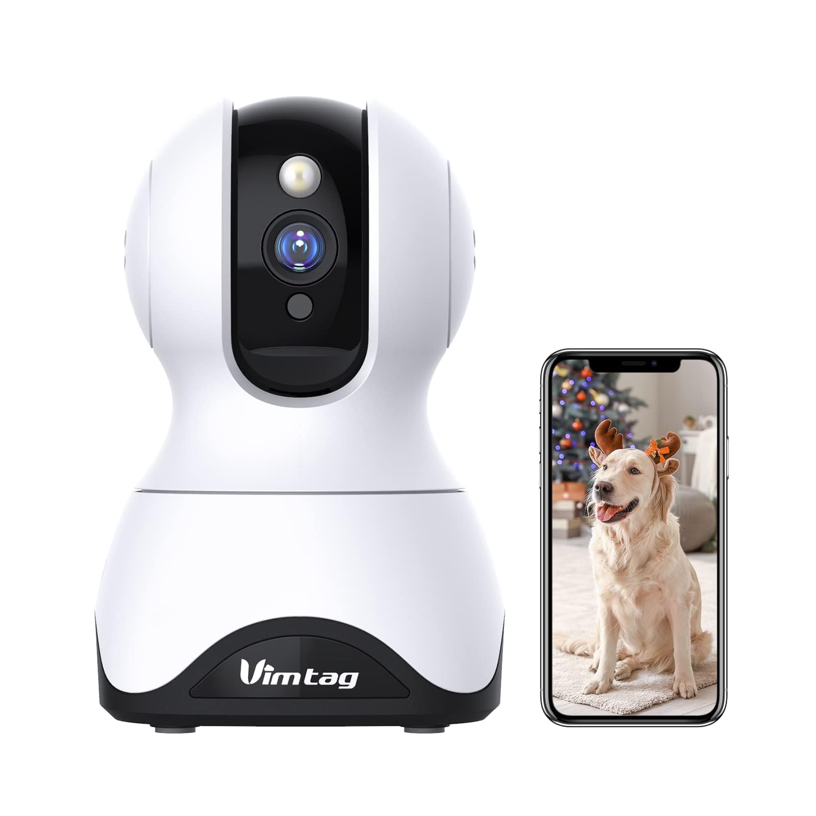 Vimtag Indoor Pet Camera, 2.5K HD Dog Cameras with App, 360° Pan/Tilt, Two-Way Talk, Motion Tracking, Night Vision, Cloud/Local Recording, Cameras House Security for Pets and Kids
