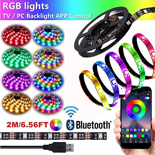 Mioke LED Strips Lights USB 2M TV/PC Backlight APP/Bluetooth Control,RGB Lights 16 Million Colors Music Sync for 40-60inch TV (2m)