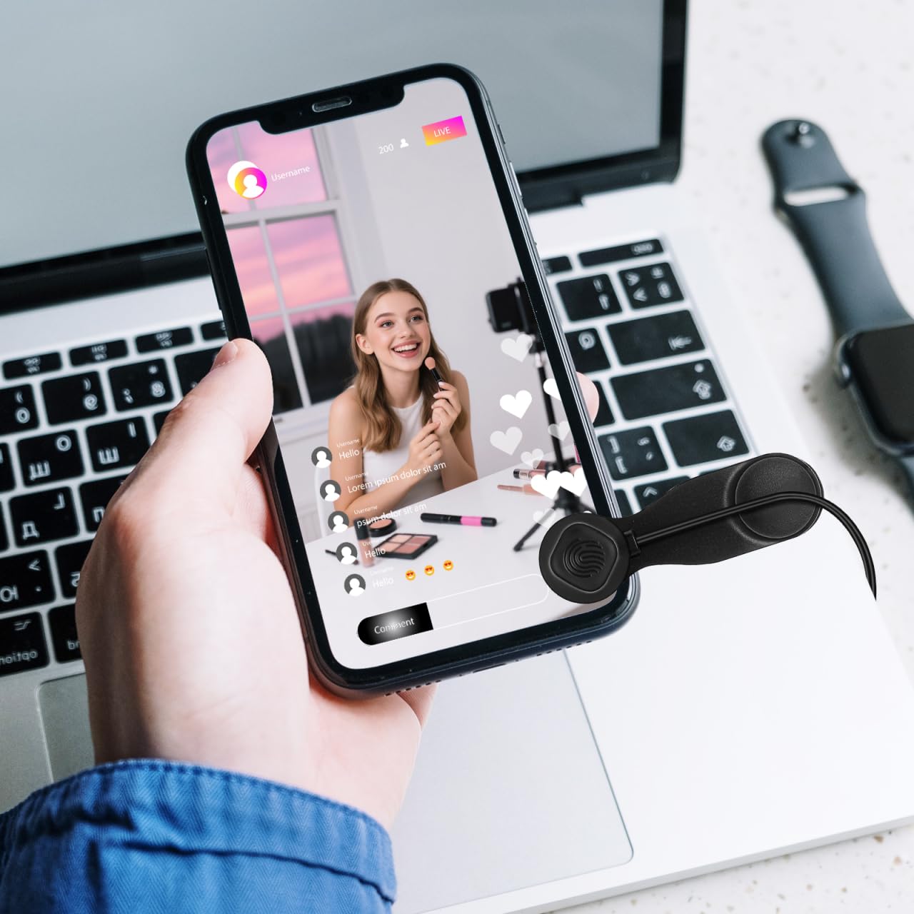 jojofuny Cliquet automatique pour smartphone : clic de vitesse pour taper sur l'écran du téléphone, outil simulé pour un clic continu avec le doigt pour la diffusion en direct, les jeux,