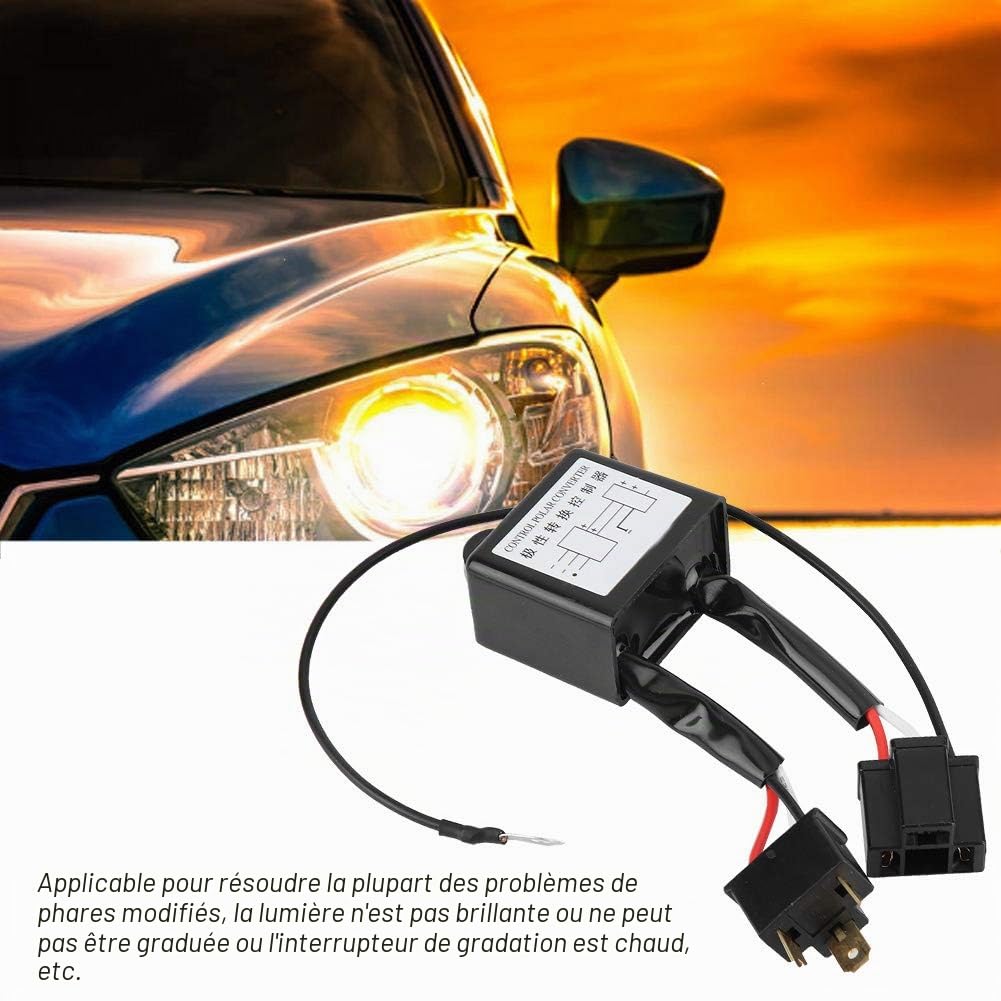 Convertisseur de polarité de phares, 2 pièces convertisseur négatif LED adaptateur de faisceau de commutateur négatif polaire polarité inversée pour H4