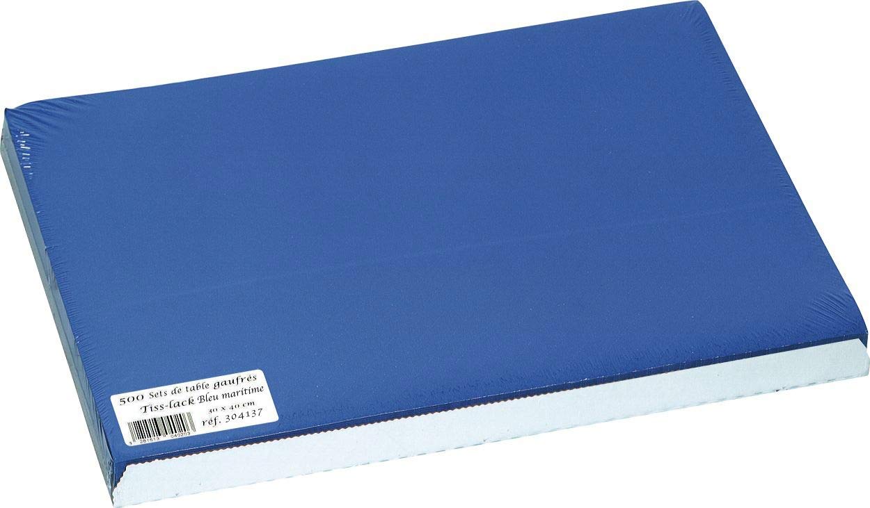 Disposable placemat in embossed and satin paper - Size 30X40 cm - Made in France - In tray of 500 sets. - maritime blue (bright)