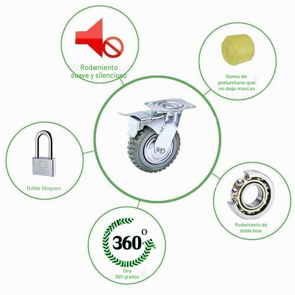 Nisorpa 4 ruedas giratorias industriales de servicio pesado de 150 mm, ruedas de carrito de servicio pesado con capacidad de carga de 1000 KG y frenos de giro de 360°