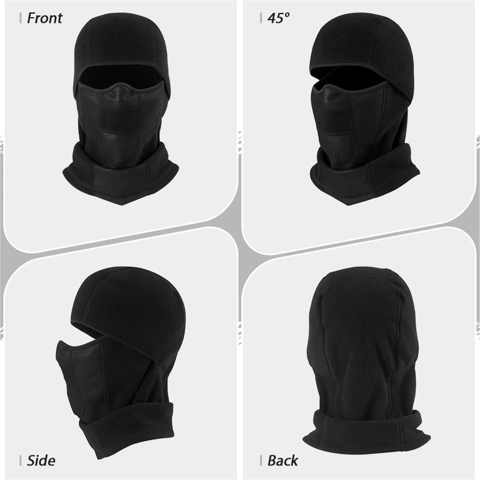 1/2Pcs Masque Complet d'hiver Cyclisme Coupe-Vent Casque Moto Respirant Sports De Plein Air Hommes Masque Couvre-Chef Chapeau(2 pcs)