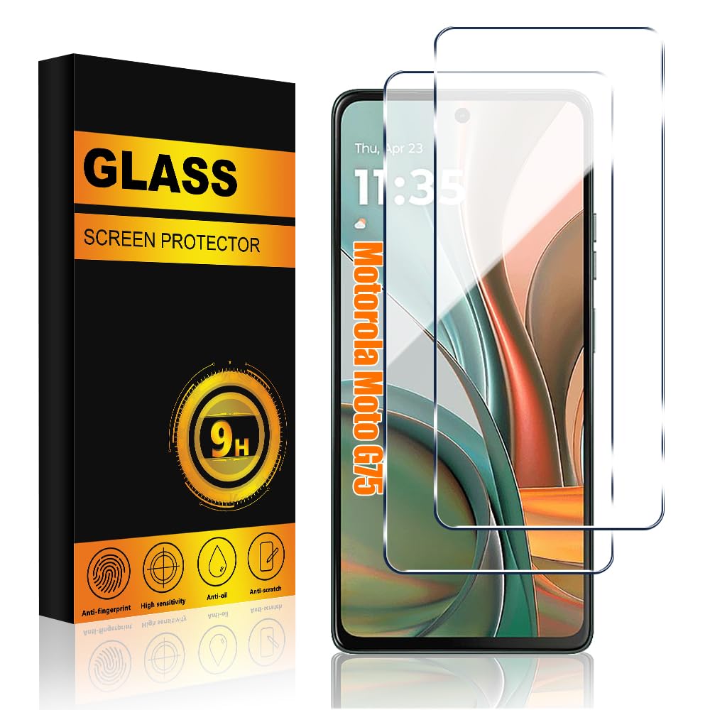 Pusiikeer 2 Pack for Motorola Moto G75 6.78 Inch Screen Protector Tempered Glass [9H Hardness] Scratch Resistant Bubble Free Case Friendly