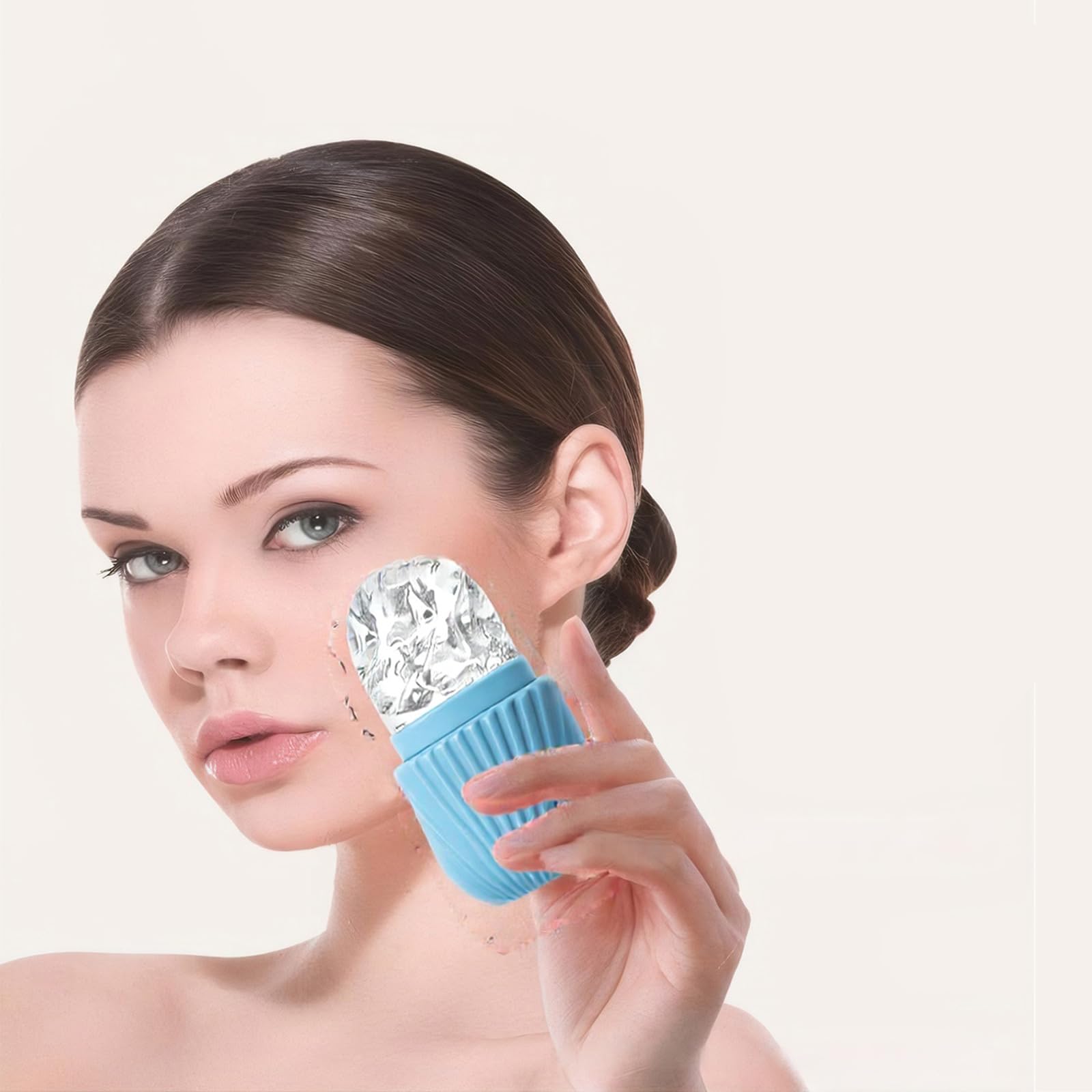 Rodillo de hielo facial reutilizable, molde facial de silicona para apretar los poros, hinchazón, piel brillante, herramienta de belleza para terapia de frío para el cuidado de la piel en el hogar