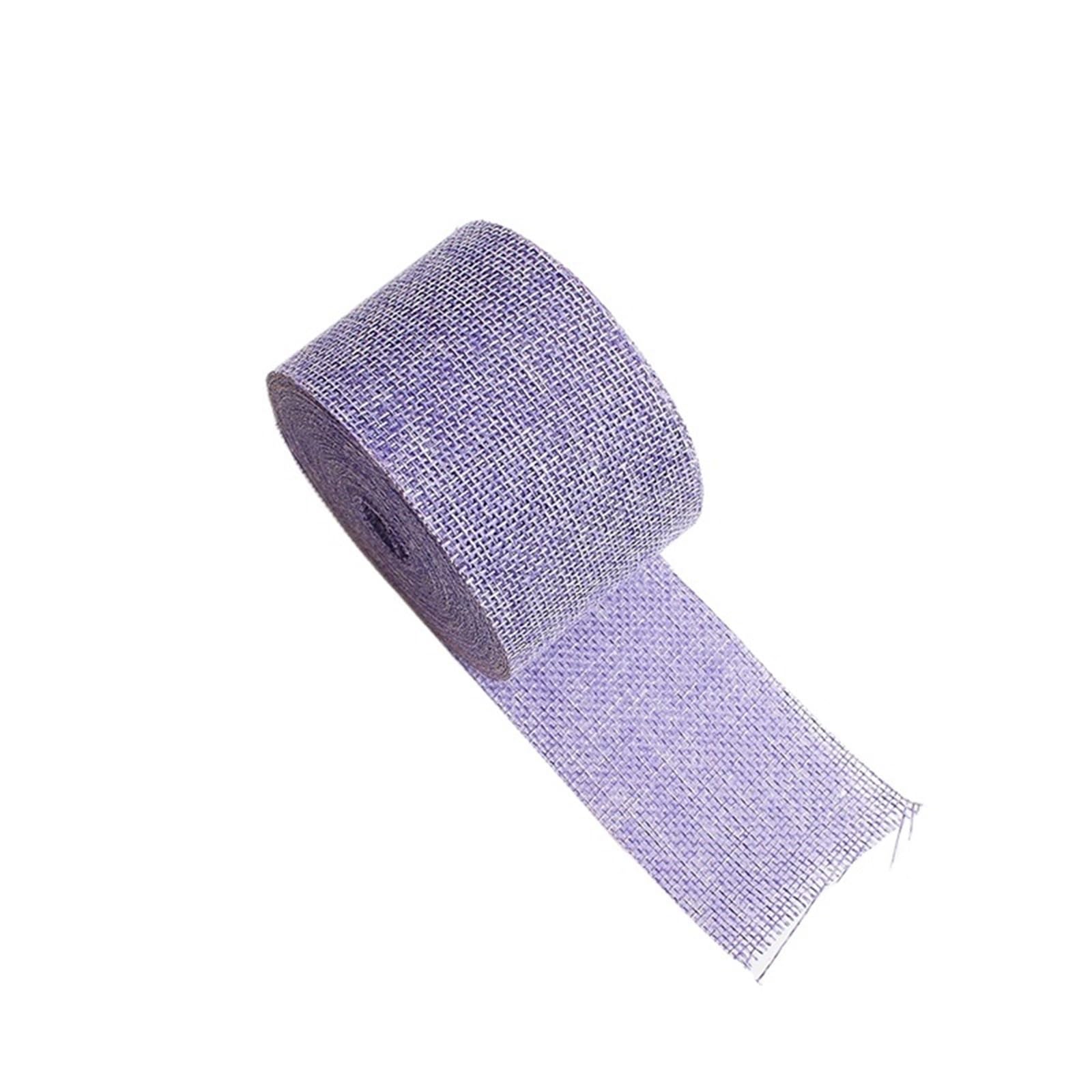 Burlap Roll 10M/Rolls Burlap Wired Ribbon Roll 5cm Wide Colorful Weave Jute for DIY Craft Wrapping Decor(03 Light Purple)