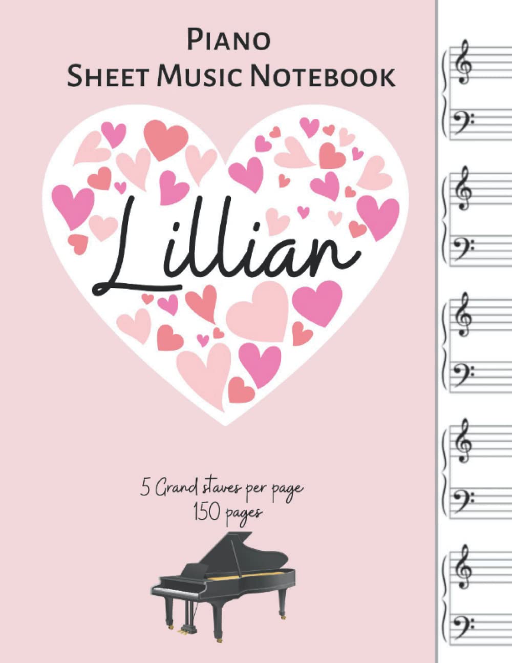 Cahier de partitions de piano personnalisé Lillian pour un cadeau unique
