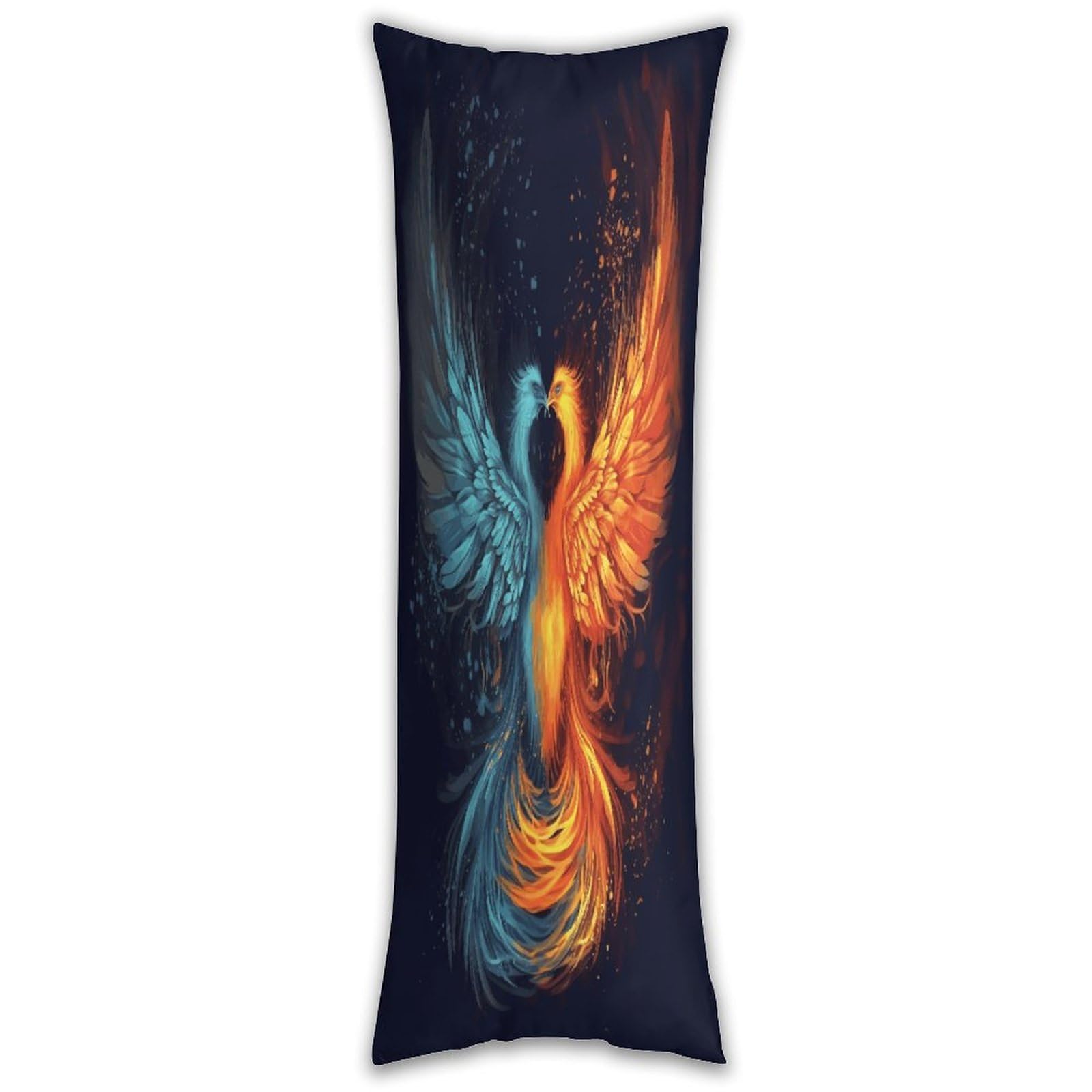 Fire and Water Phoenix Pillow Cases Breathable Vertical Long Pillowcase Body Pillowcase with Hidden Zipper Closure Soft and Cozy Pillow Cover 20x54 Inches for Bedroom Couch