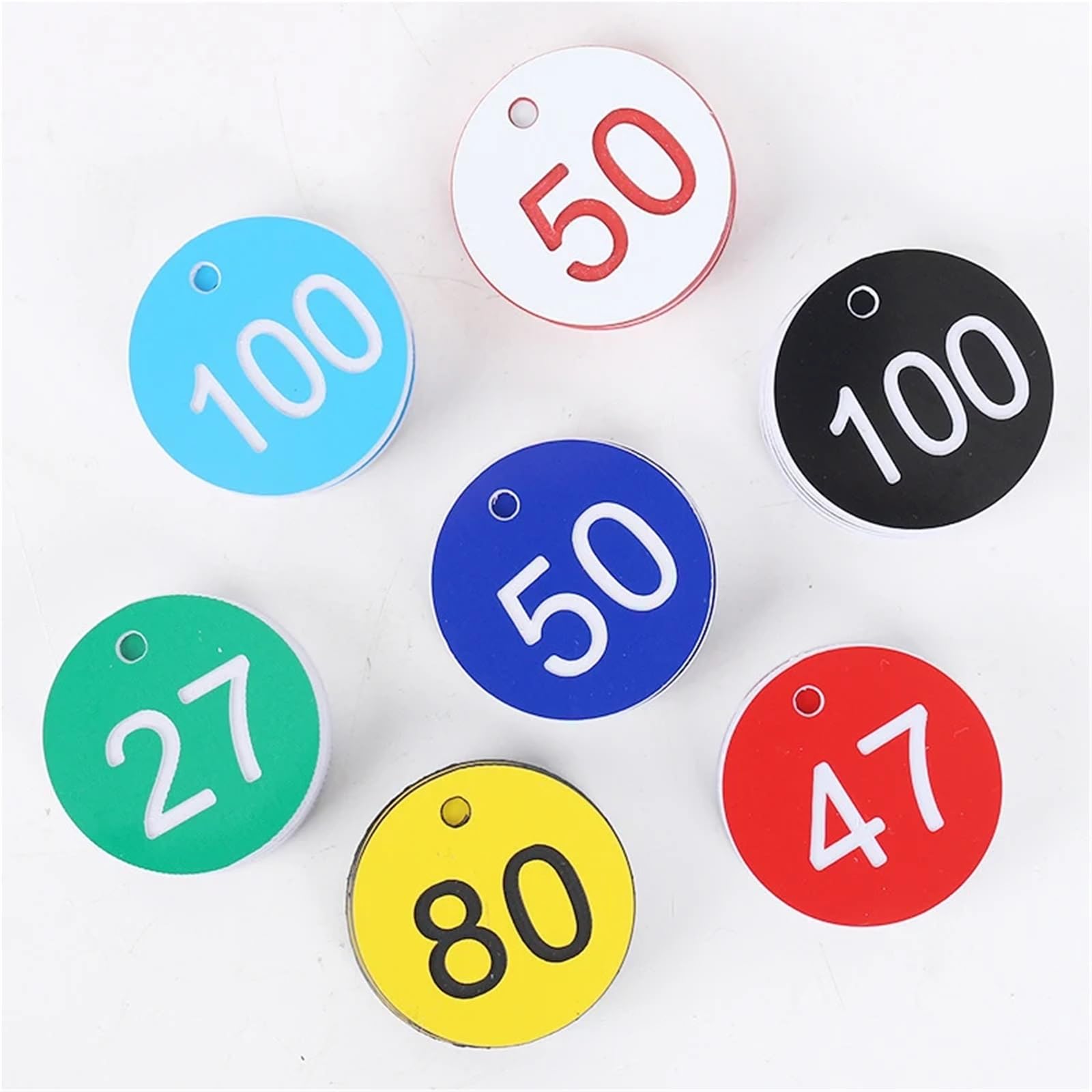 numerowane plastikowe przywieszki, 100 sztuk wielokolorowych plastikowych zawieszek z numerami 1-100(Blue)