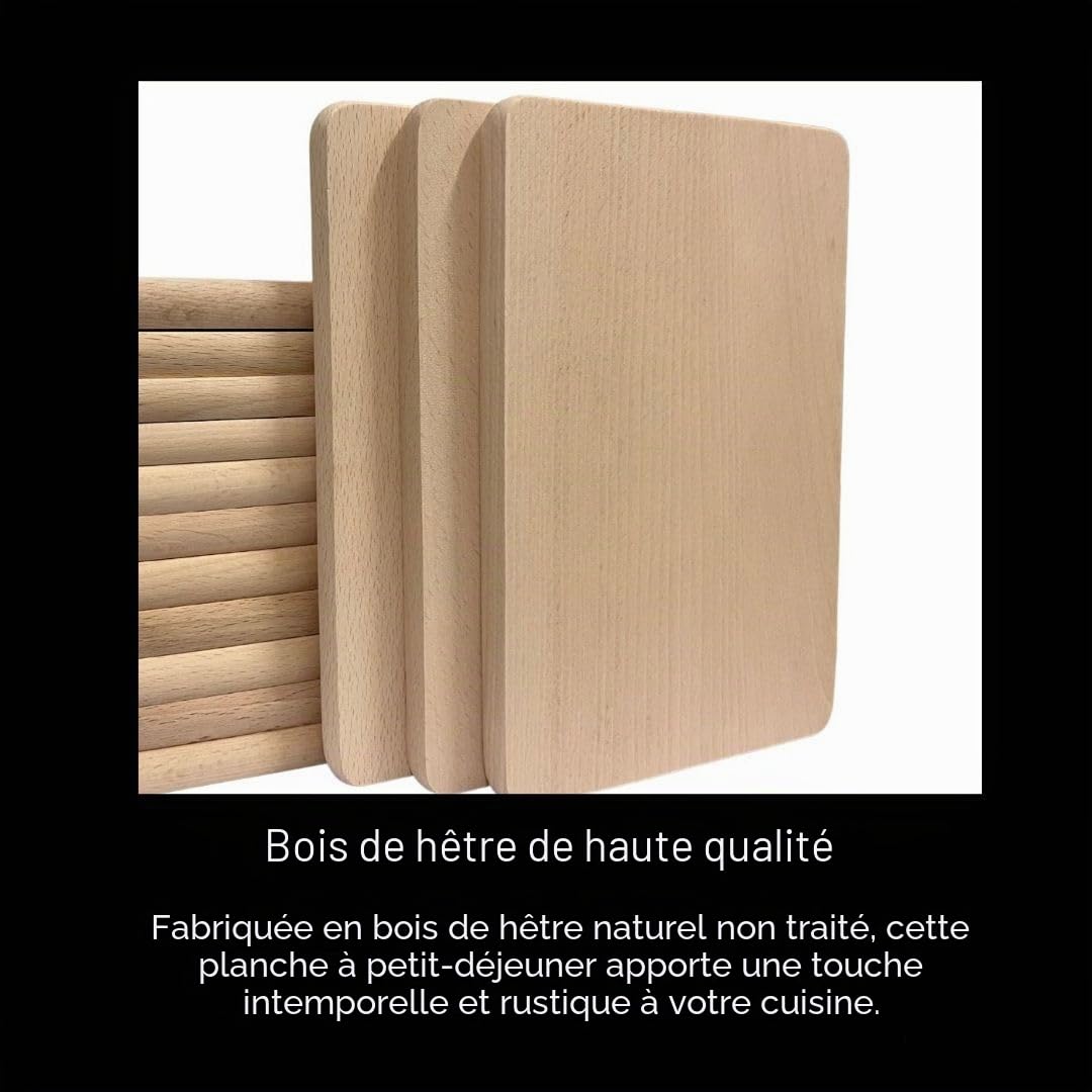 Lot de 70 planches petit déjeuner bois hêtre – Planche cuisine rectangulaire 23x15 cm – Planche à graver bois naturel non traité