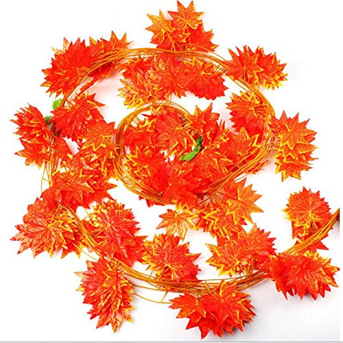 SPHINX ARTIFICIAL LEAVES GARLANDS/CREEPERS(ORANGE) FOR DECORATION(ORANGE) - PACK OF 5 ( ASSORTED SHAPES)