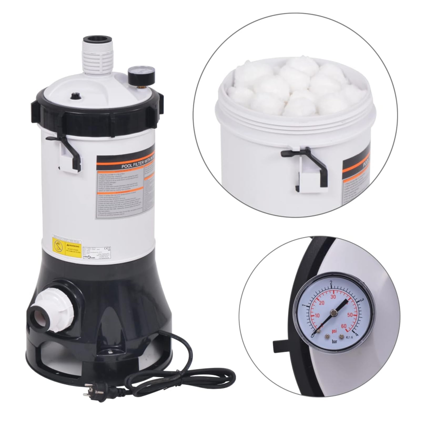 vidaXL Pompe filtrante de Piscine 185 W 4,4 m³ h