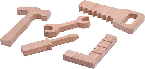 Miniatura 3 de AmishToyBox.com Juego de herramientas de juguete para niños, juego de herramientas de juguete de madera de 6 piezas