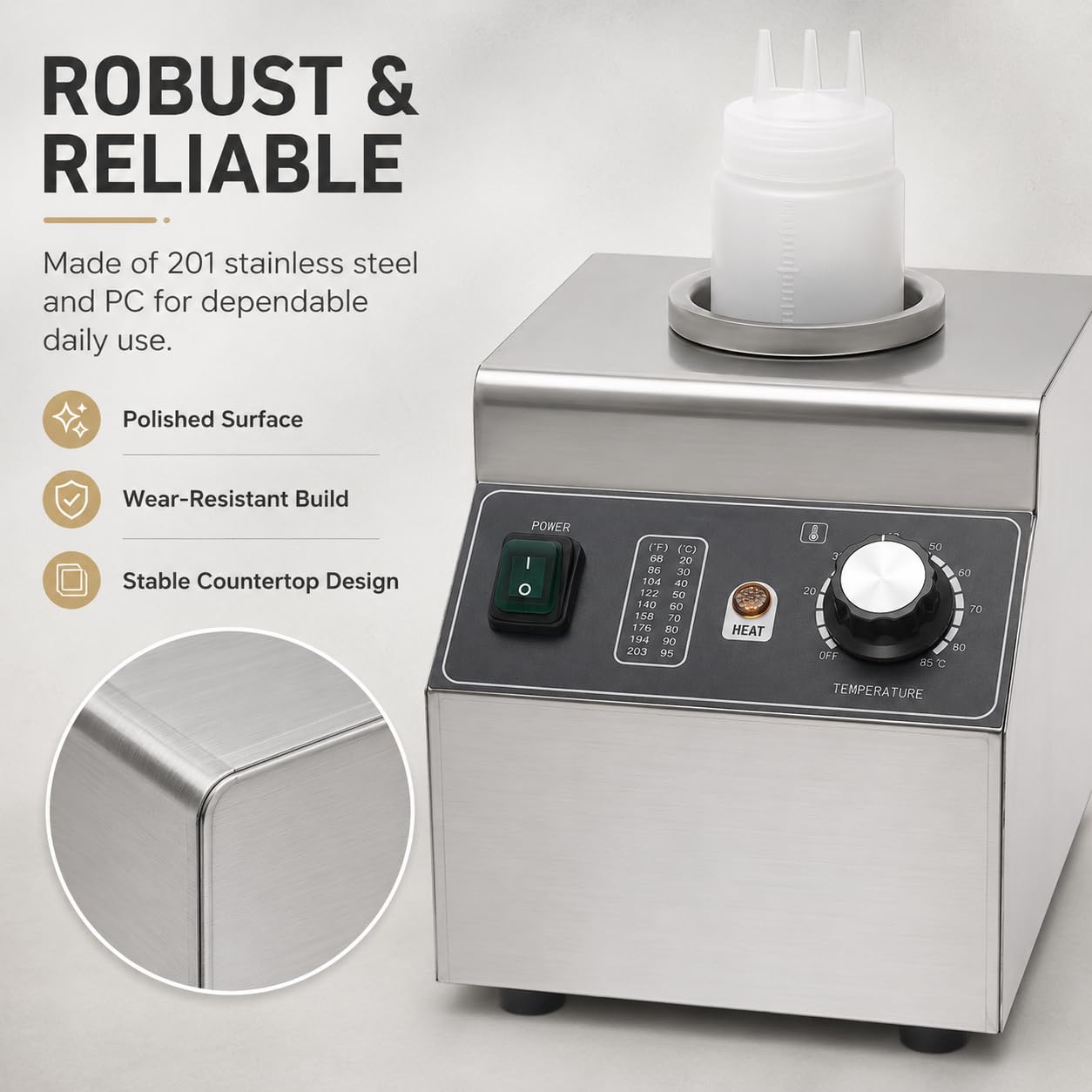 Chauffe Sauce électrique 100W Distributeur de Chocolat Température Réglable Chauffe-Sauce pour Aliments Distributeur de Sauce électrique,pour Hôtel, Cafétéria, Famille