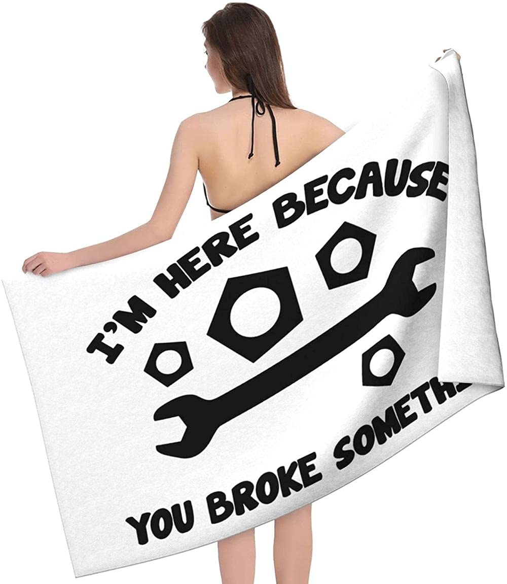 Large Travel Towel, Microfiber Beach Towels,Super Absorbent Beach & Swim Towels,Quick Drying Beach Towel,Oversized Beach Towel,I m Here Because You Broke Something32x52in Personality Pool Bath Gym To