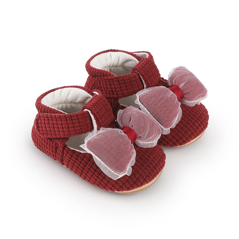 Baby Girls Infant Soft Rubber Sole Mary Jane Shoes Baptism Christening Crib Shoes Flats