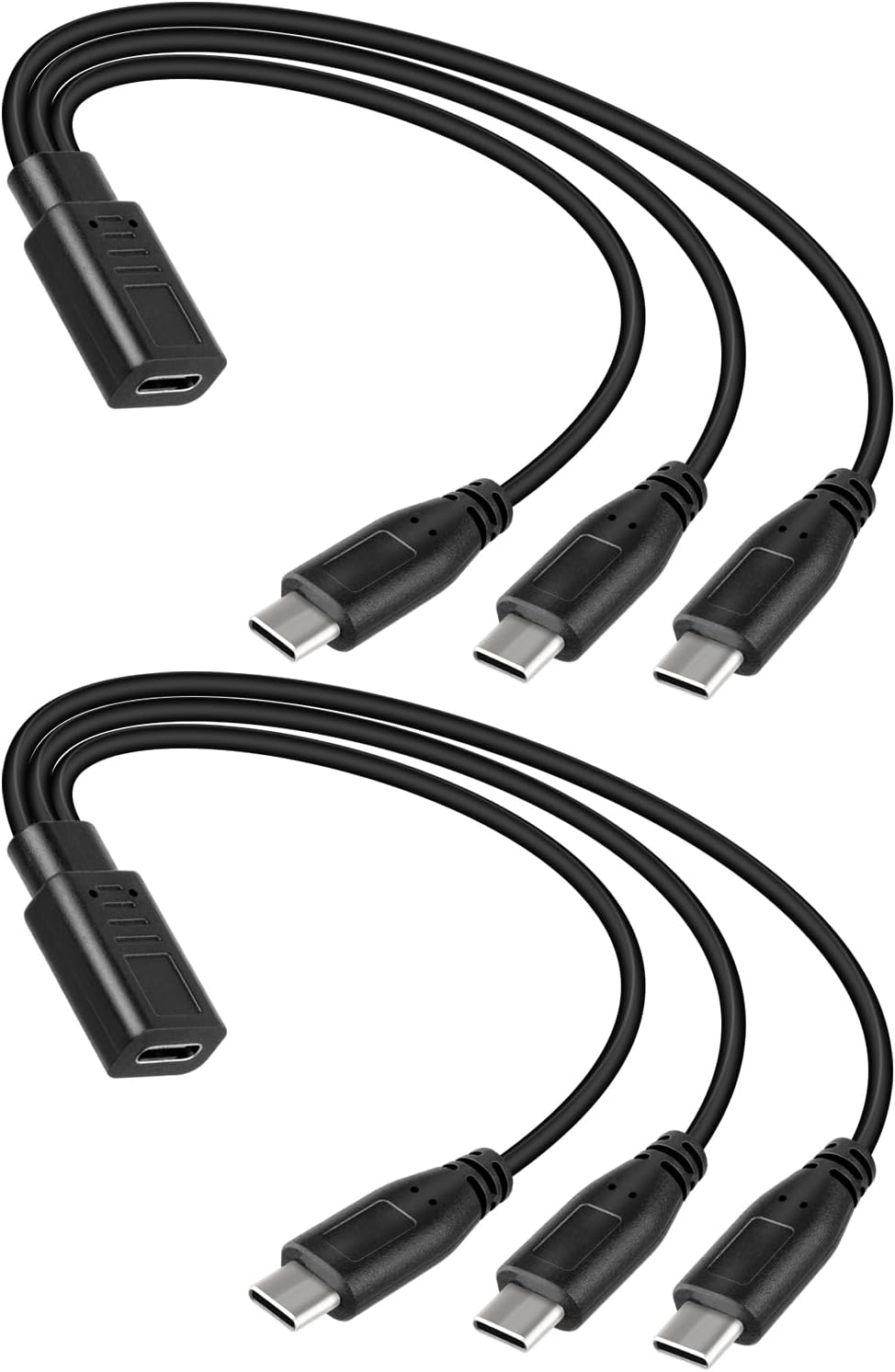 RIIEYOCA 3 in 1 USB C Splitter Charge Cable, Type C Female to 3 Type C Male Charging Cable,Multi USB-C Splitter Cable Only Support Charging(1FT/2 Pack)
