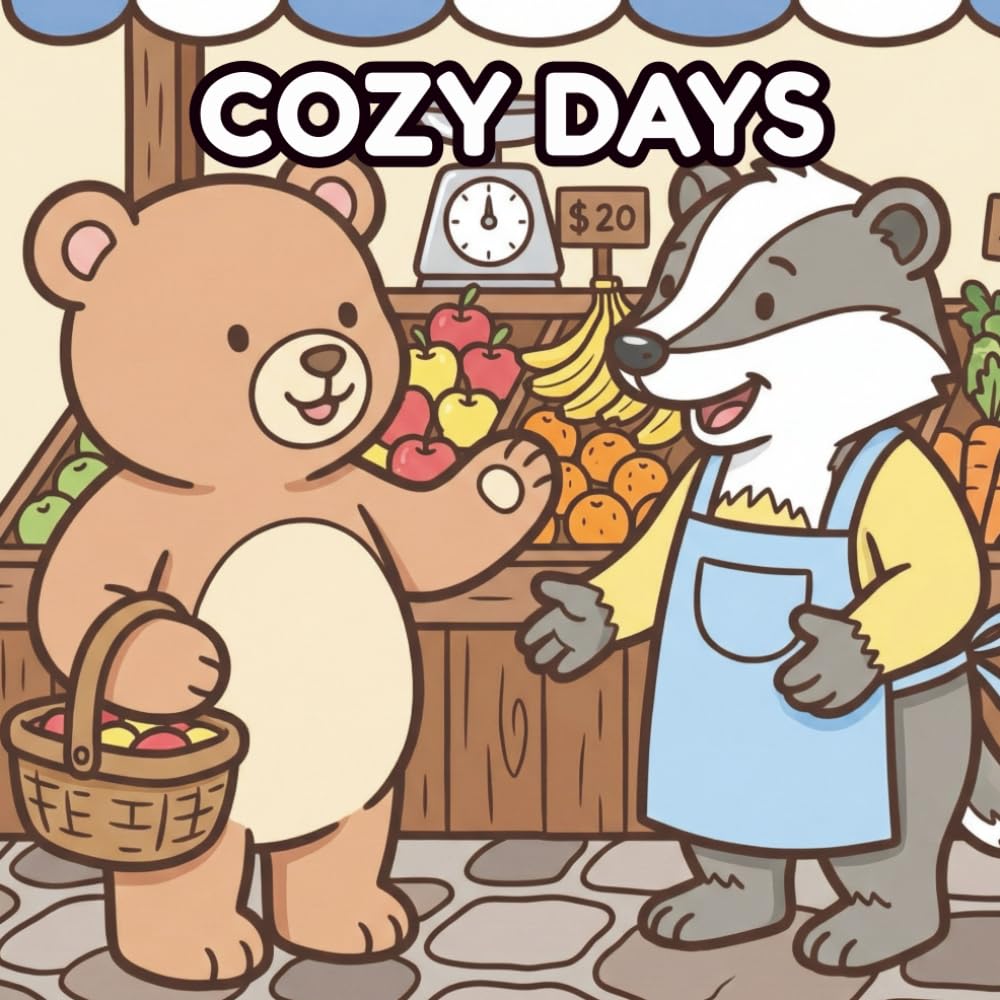 Cozy Days: Bold and Easy Coloring Book for Adults and Kids: Featuring Cute Bears, Simple Designs, and Relaxing Hygge Moments for Stress Relief