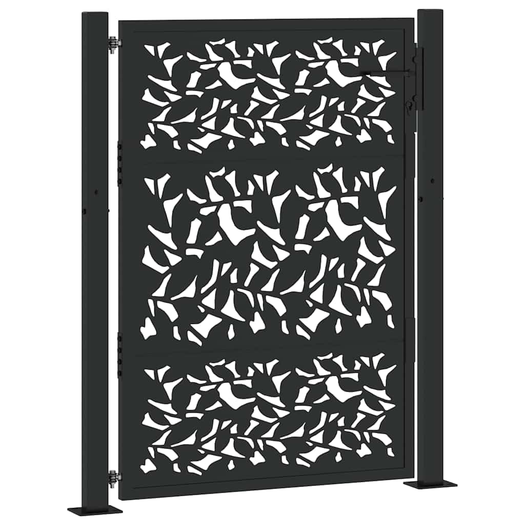 vidaXL Portail de Jardin Noir 100x125 cm Acier Conception de Feuilles