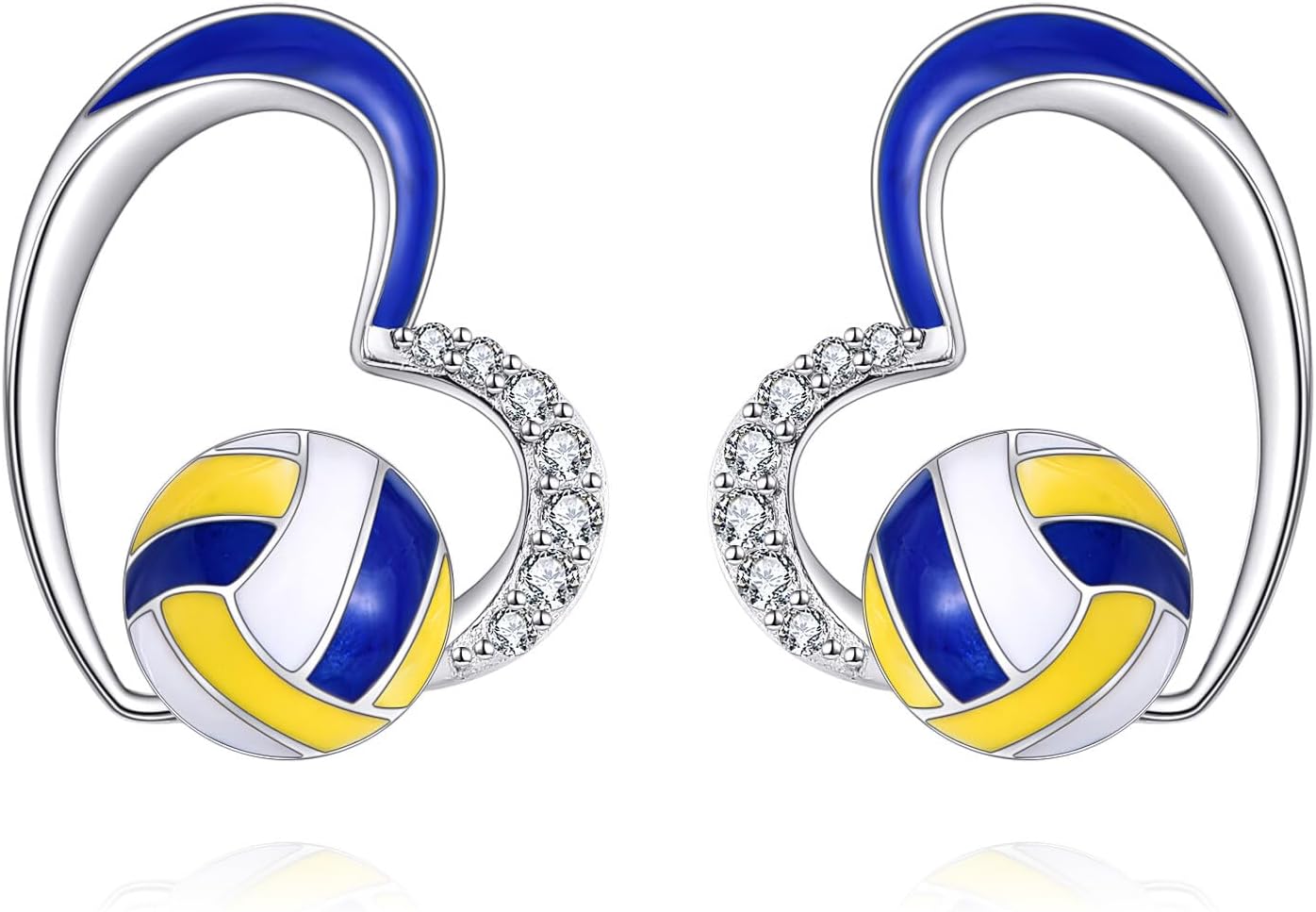 Grmdit Volleyball/Basketball/Baseball/Soccer Earrings for Mom Women 925 Sterling Silver Sport Stud Earrings for Women Ball Jewelry Gifts for Sport Lover Player