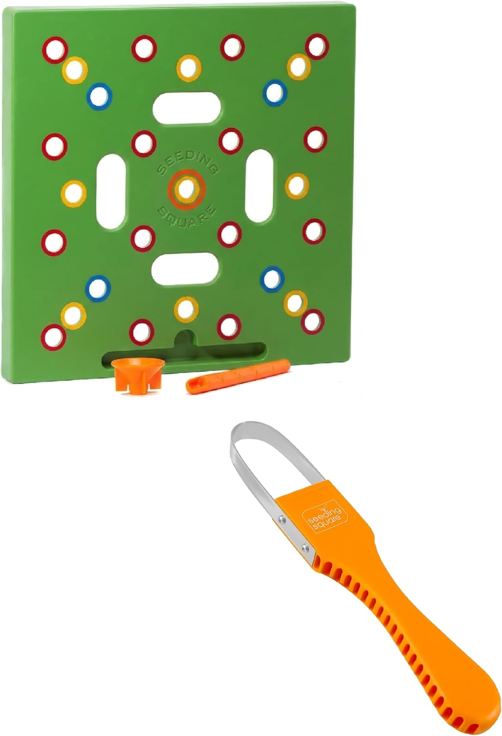 Seeding Square Sneaky Weeder Bundle – Hand Weeding Tool with Seed Spacing Template for Easy Weed Removal & Organized Raised Bed Gardening
