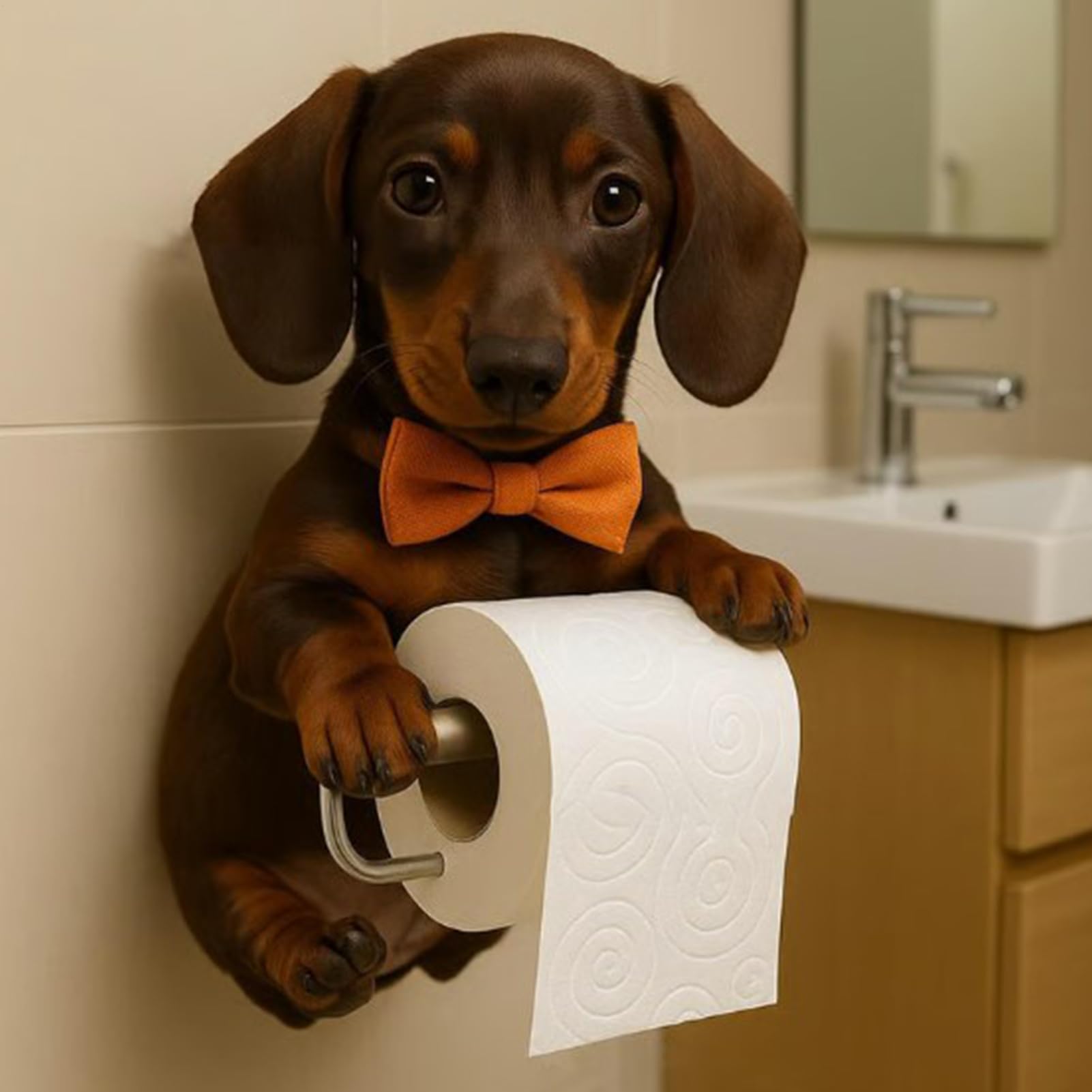Dog Toilet Paper Holder, Cute Animal Paper Towel Holder, Wall Mounted Toilets Paper Storage Dispenser Toilets Roll Stand Kitchen Statue For Bathroom & Kitchen