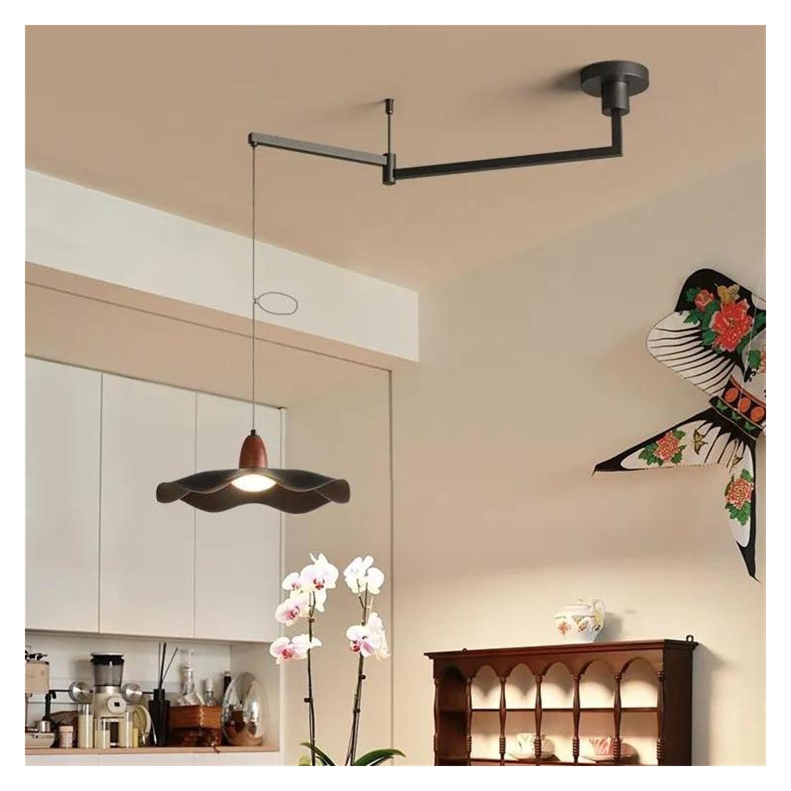 HYJAUSXB Restaurant Chandelier Nordic Retro Lotus Leaf Indoor Bedroom Lighting Fixtures(Dimmable,1 Head-B)
