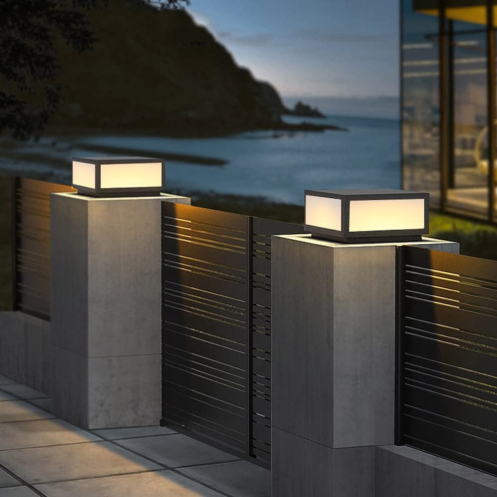 Lampy solarne na słupku ogrodzeniowym - Latarnia retro Lampa LED na ścieżkę do krajobrazu, ogrodu i trawnika - Oświetlenie wejścia za pomocą słupków oświetleniowych w kolumnach