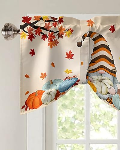 Miniatura 3 de Cortinas de gnomo para ventanas de cocina, cenefa de cortina de calabaza de cosecha de otoño para cocina, sala de estar, cortina de ventana de hojas
