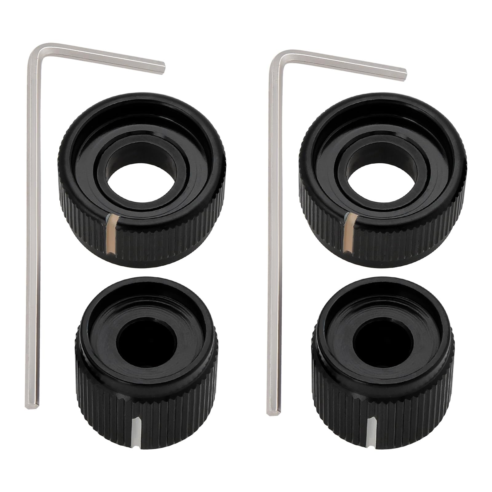 OTOTEC 2pcs Guitar Aluminum Dual Concentric Control Knobs Dome Volume Tone Stacked Knob Replacement for Electric Guitar or Bass Black