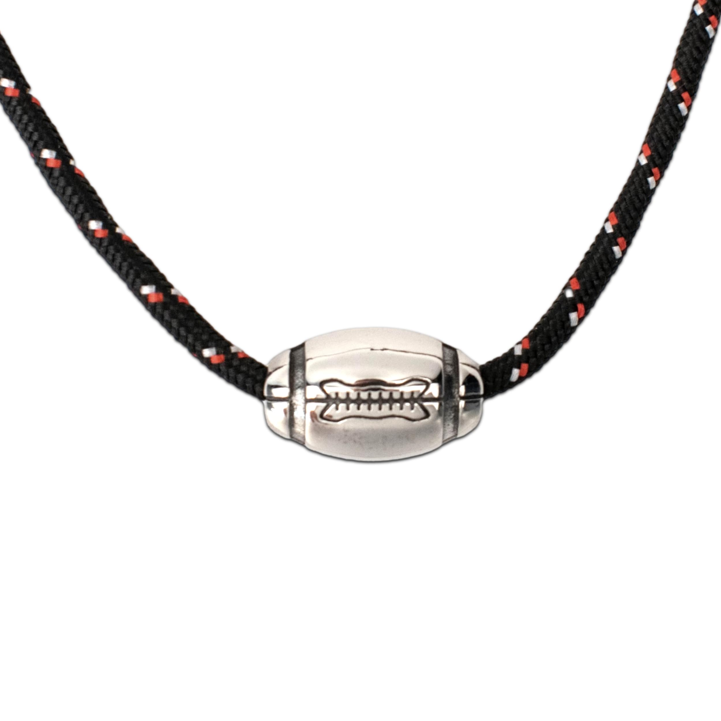Ernestine - Collier Rugby acier inoxydable - Colliers hommes fans de sport - pendentif forme ballon de rugby - cadeau fête des pères - idée cadeaux papa et papi - Bijoux homme argent réglable