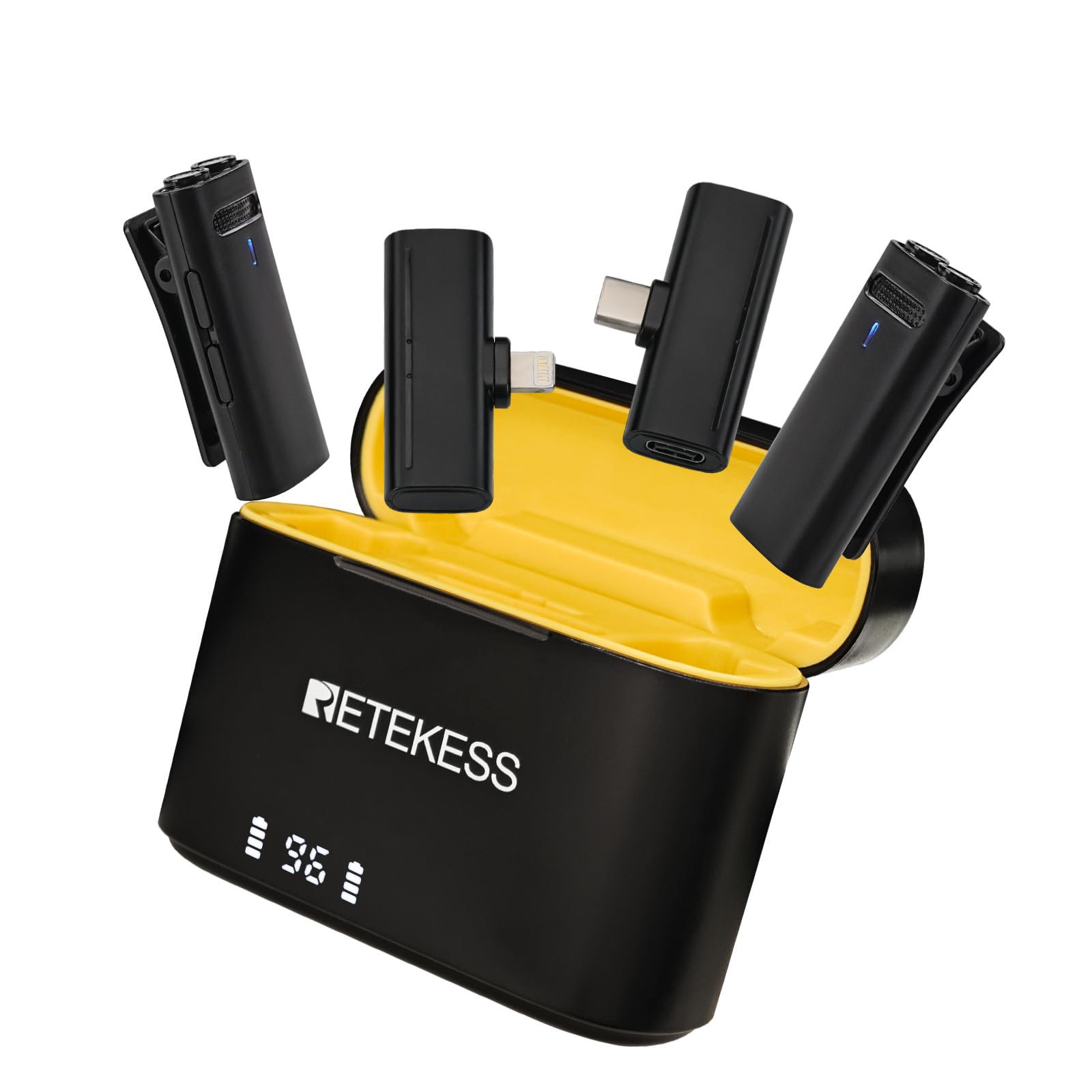 Retekess TG103 Wiless Microphone for iPhone, Mini Mic for Android, Plug&Play Lavalier Mic, Dual Microphone Capsule, DSP Noise Cancelling, 40-Hour for