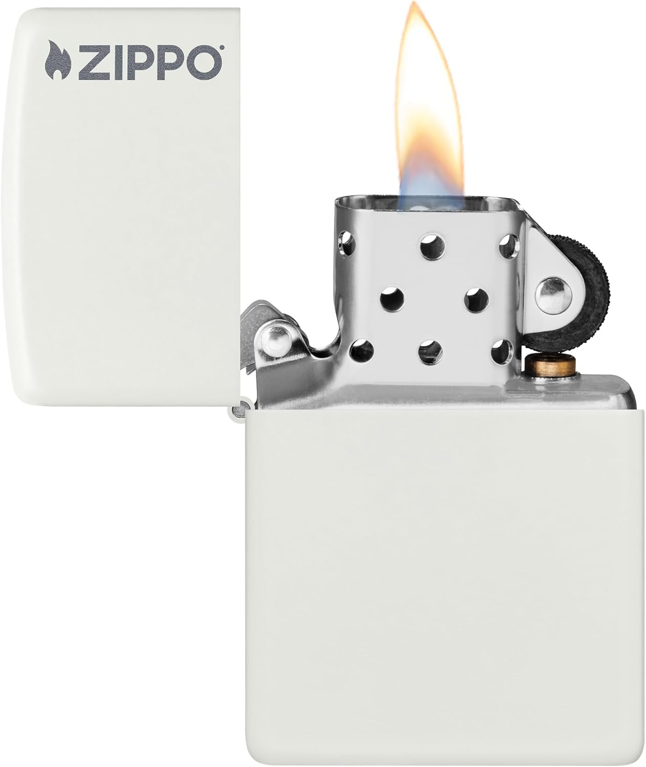 Zippo 214ZL White Matte Logo Pocket Lighter
