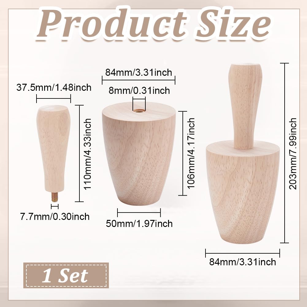 UNICRAFTALE Cup Pottery Mold Pottery Shaping Tool Wood Curved Plaster Molds Wooden Potteryes Shaper Molds with Handle Blanched Almond Ceramics Shaping Tool 84x203mm for DIY Handmade Mug Vases Clay - Image 3