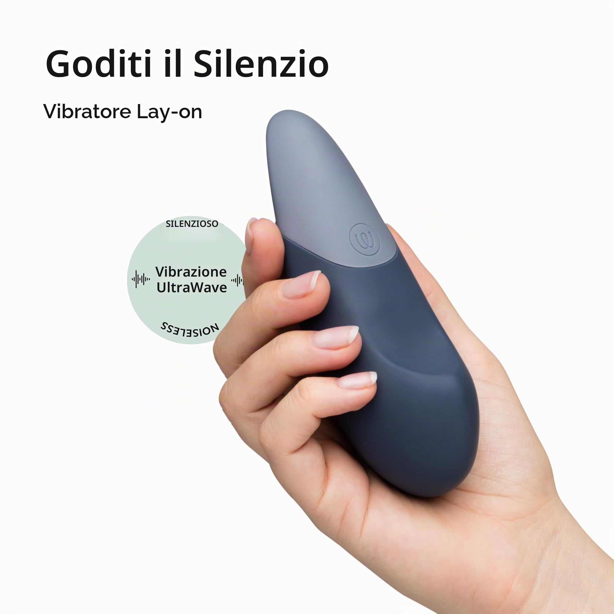 Womanizer Vibe - Vibratore Lay-on per stimolazione clitoridea - Dispositivo per il piacere a vibrazione per adulti con 10 livelli di intensità - Sex toy silenzioso per donne - Blu scuro