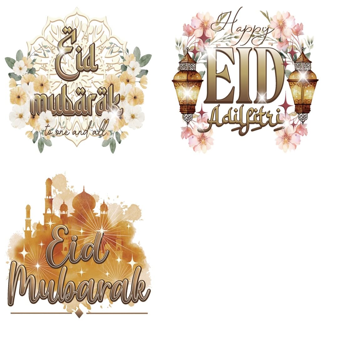 Happy Eid Mubarak Iron Transfer Patch Heat Transfer Sticker Vinyl Design Iron Applique T-Shirt Clothing DIY Craft Applique Clothing Decoration (P2)