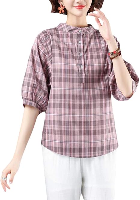 Amazon Bestmood チェックシャツ レディース 綿 麻 シャツ 半袖 ギンガムチェック ブラウス カジュアル 五分袖トップス おしゃれ 半袖シャツ Freeピンク シャツ ブラウス 通販 Amazon Bestmood チェックシャツ レディース 綿 麻 シャツ 半袖 ギンガムチェック ブラウス カジュアル 五分袖トップス おしゃれ 半袖シャツ Freeピンク シャツ ブラウス 通販