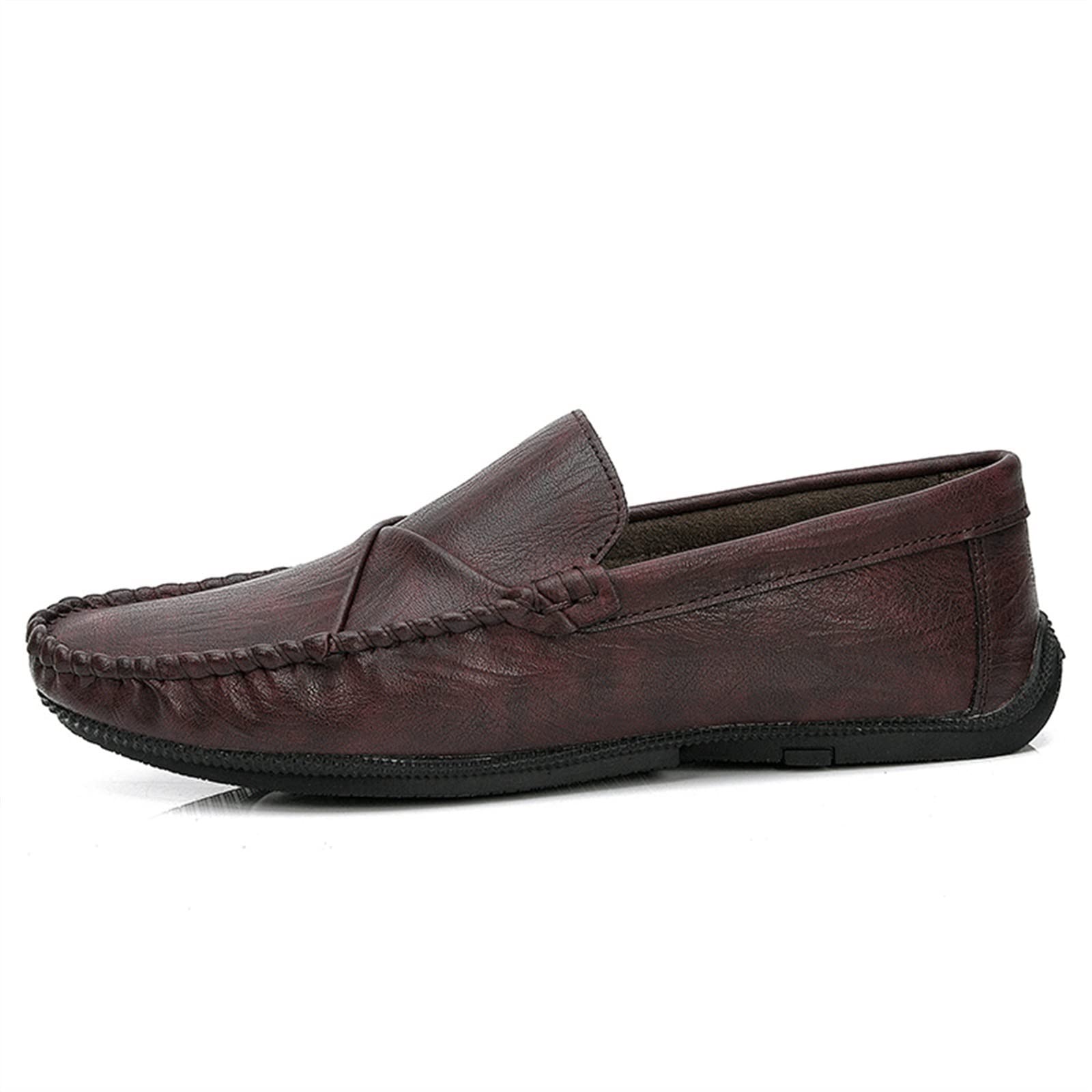 Mens Loafers Shoe Slip On Lightweight Moccasins Shoes Leather Flat Heel Lightweight Comfortable Prom Fashion Slip-on