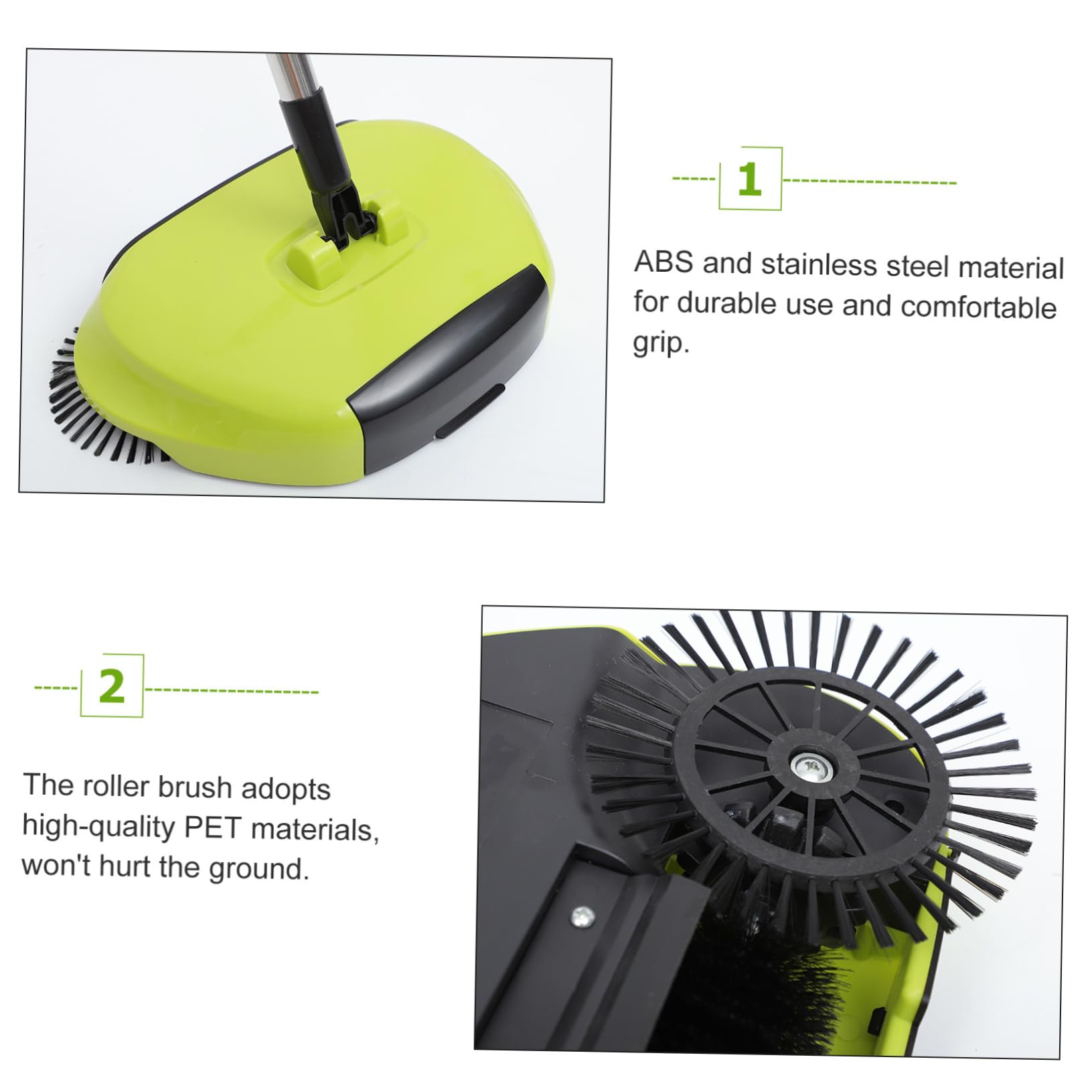 Handbesen und Kehrschaufel 3-in-1 aus Abs, Edelstahl und Pet